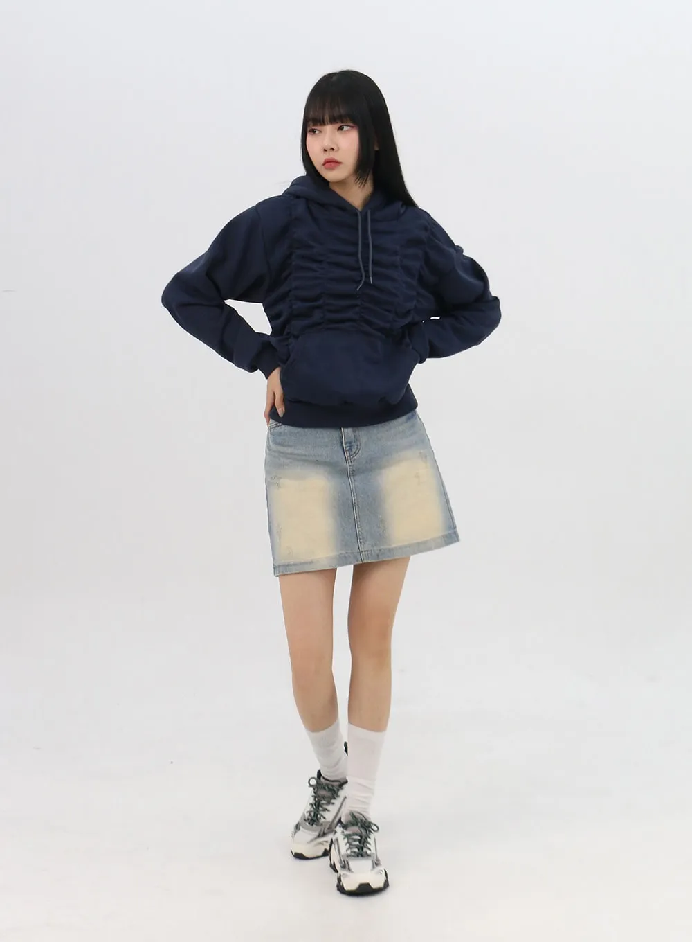 Light Washed Denim Mini Skirt IN310 sold by Lewkin