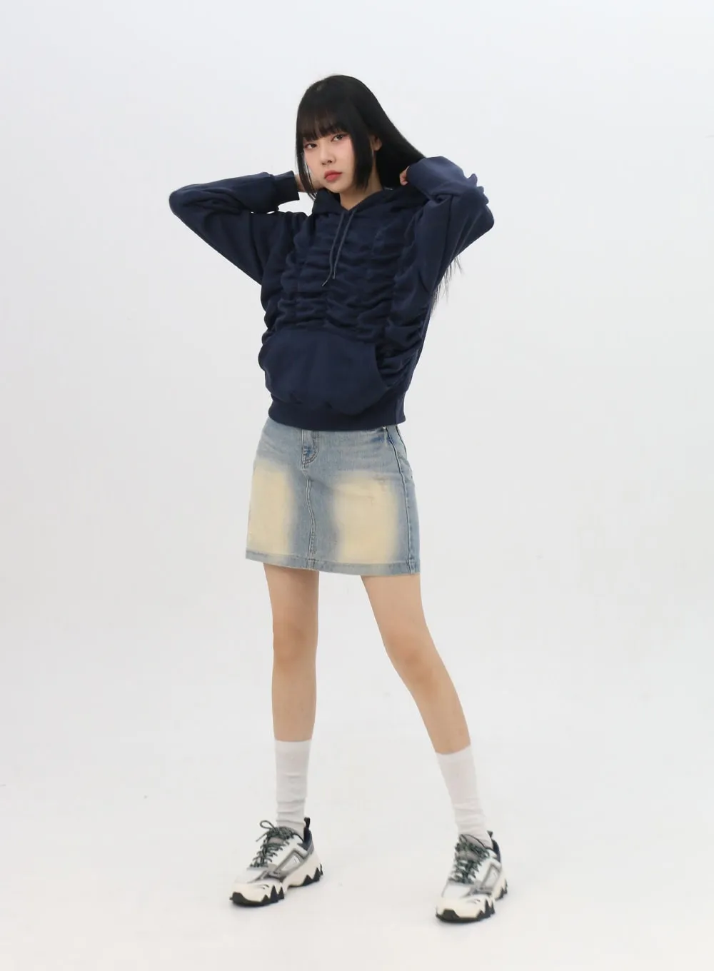 Light Washed Denim Mini Skirt IN310 sold by Lewkin product image thumbnail 3