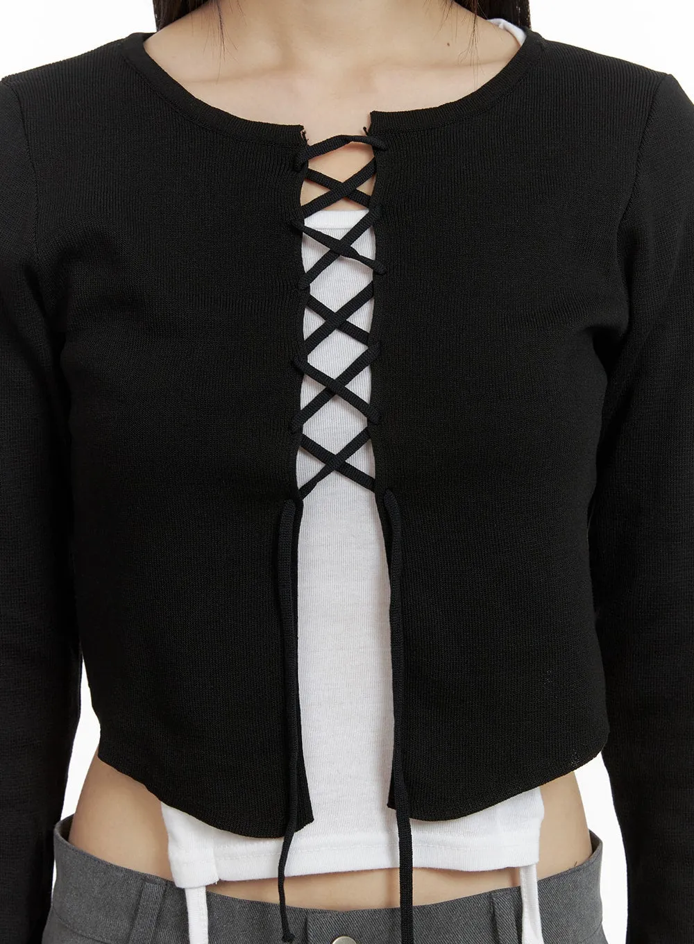 X Strap Crop Cardigan CA422 sold by Lewkin product image thumbnail 2
