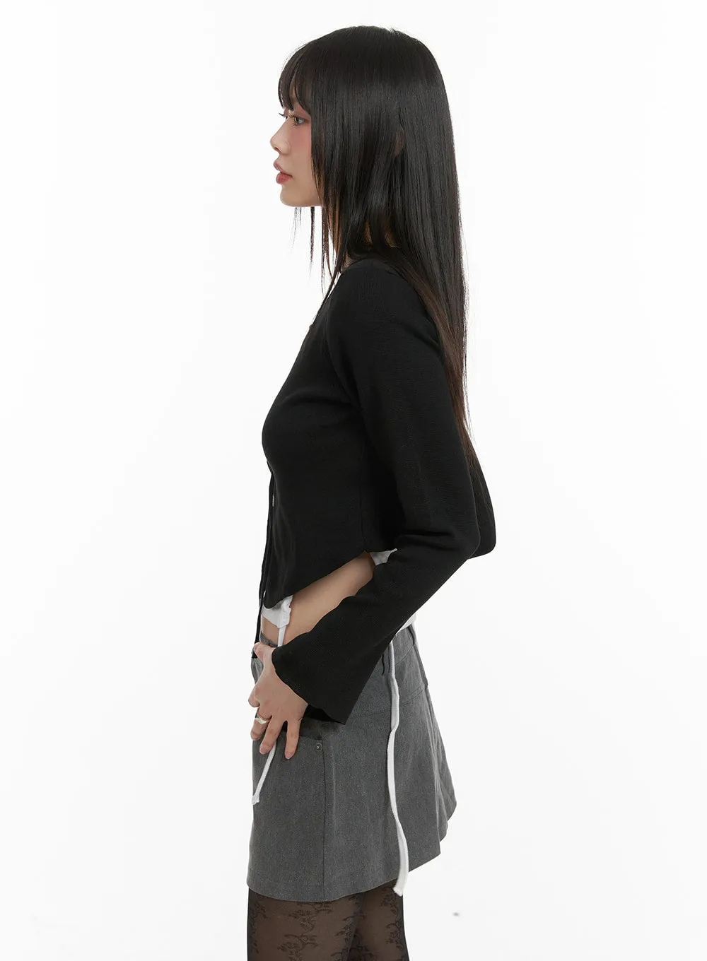 X Strap Crop Cardigan CA422 sold by Lewkin product image thumbnail 3