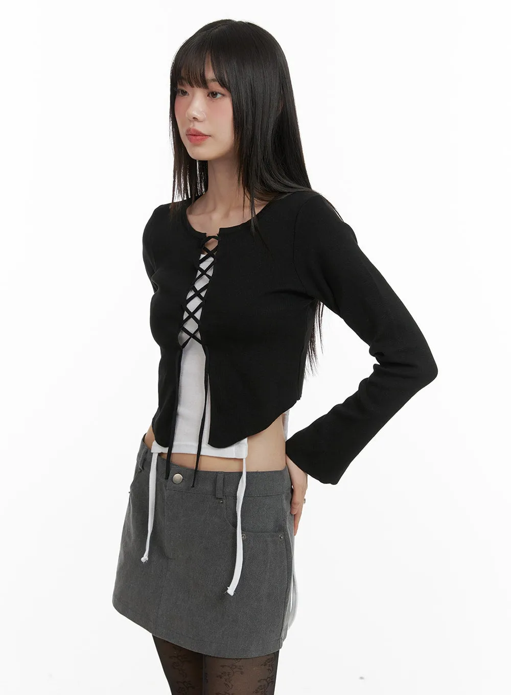 X Strap Crop Cardigan CA422 sold by Lewkin
