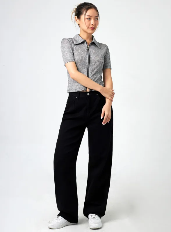 Black Cotton Wide Pants CY309 sold by Lewkin
