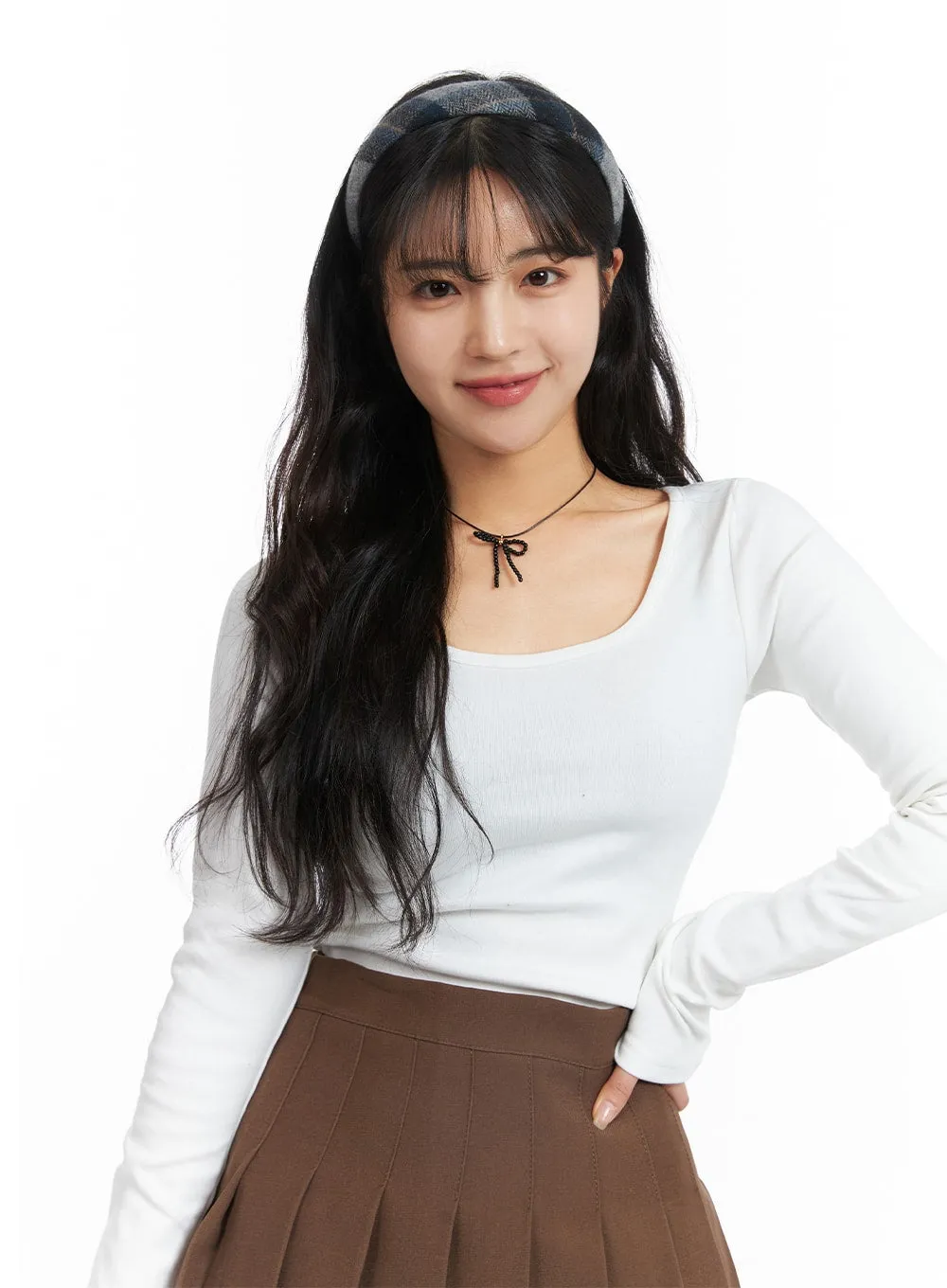 Slim Fit Square Neck Tee OJ426 sold by Lewkin product image thumbnail 2