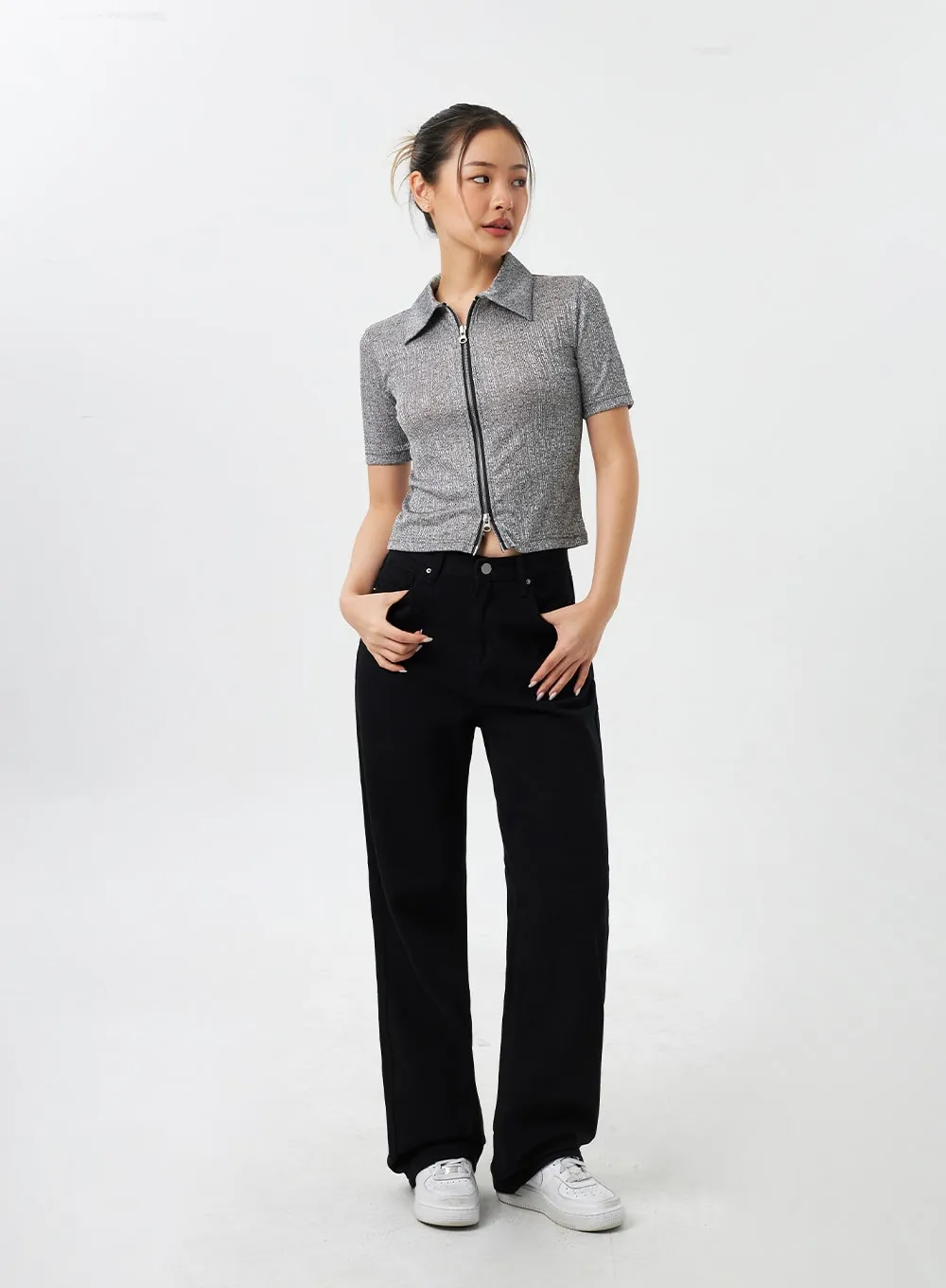 Black Cotton Wide Pants CY309 sold by Lewkin product image thumbnail 3