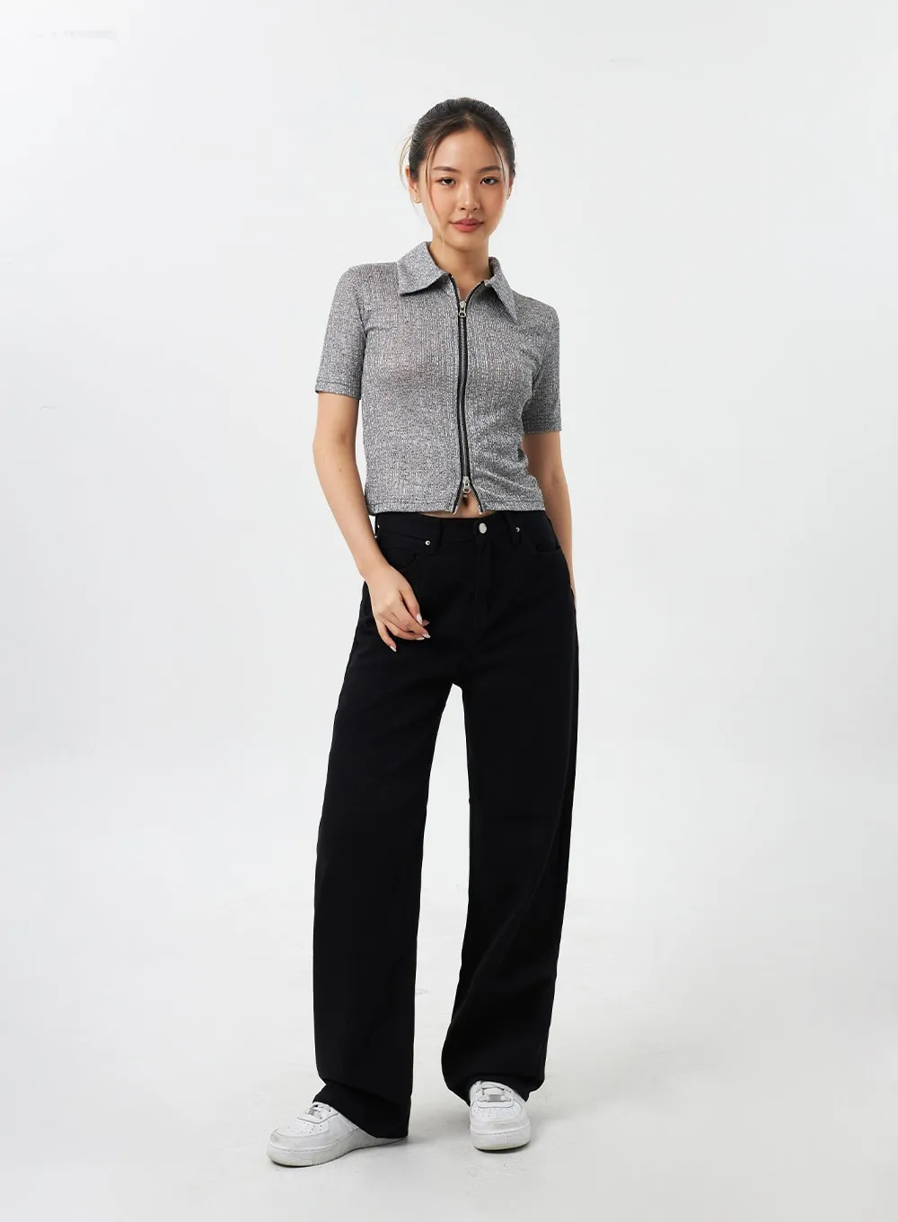 Black Cotton Wide Pants CY309 sold by Lewkin product image thumbnail 4