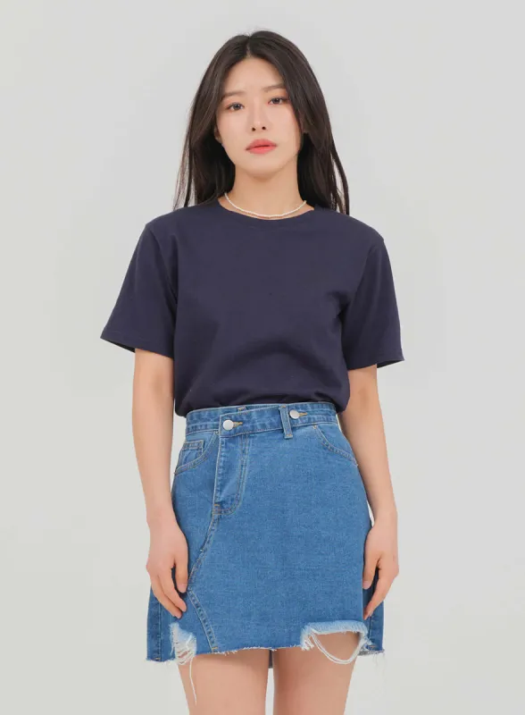 Cotton Short Sleeve Cropped T Shirt M5 sold by Lewkin