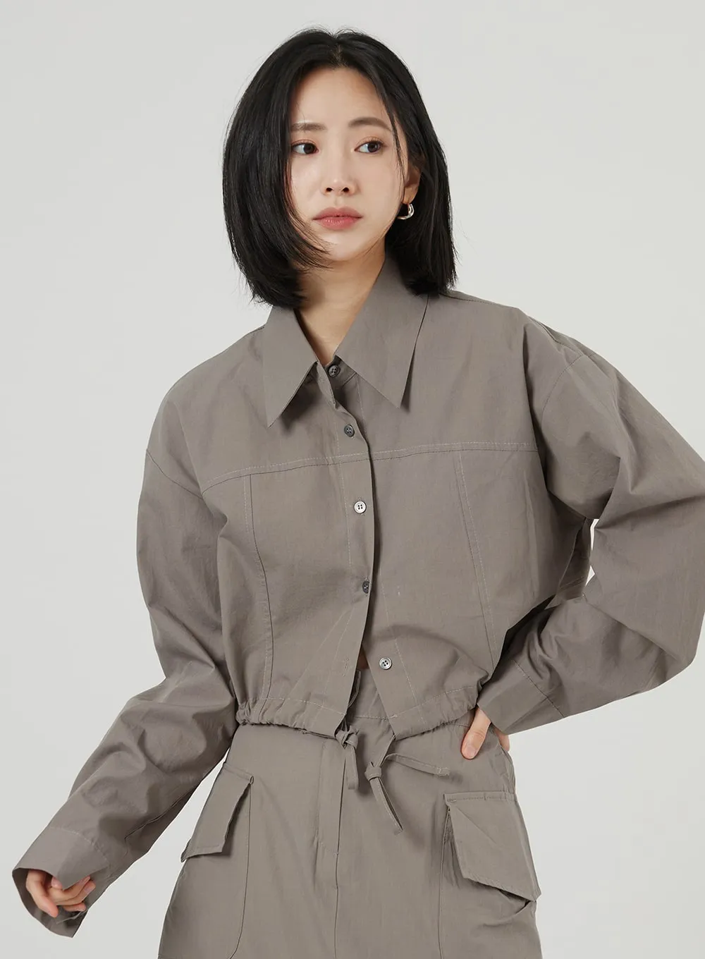 String Detail Cropped Shirt OF310 sold by Lewkin product image thumbnail 4