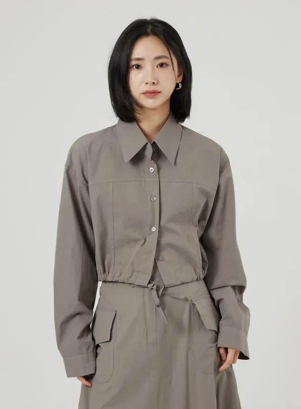 String Detail Cropped Shirt OF310 sold by Lewkin