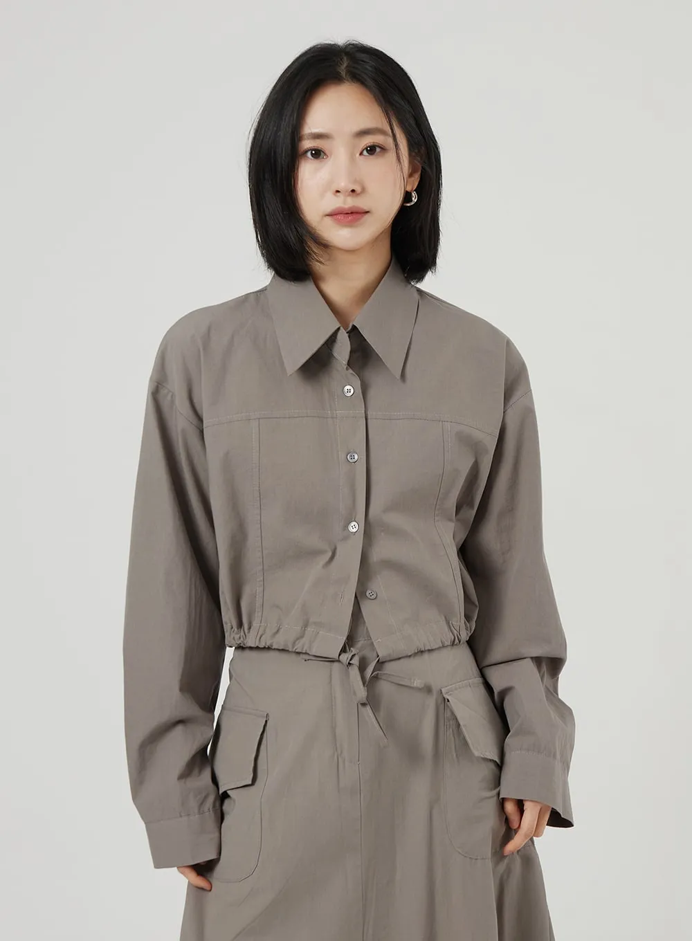 String Detail Cropped Shirt OF310 sold by Lewkin