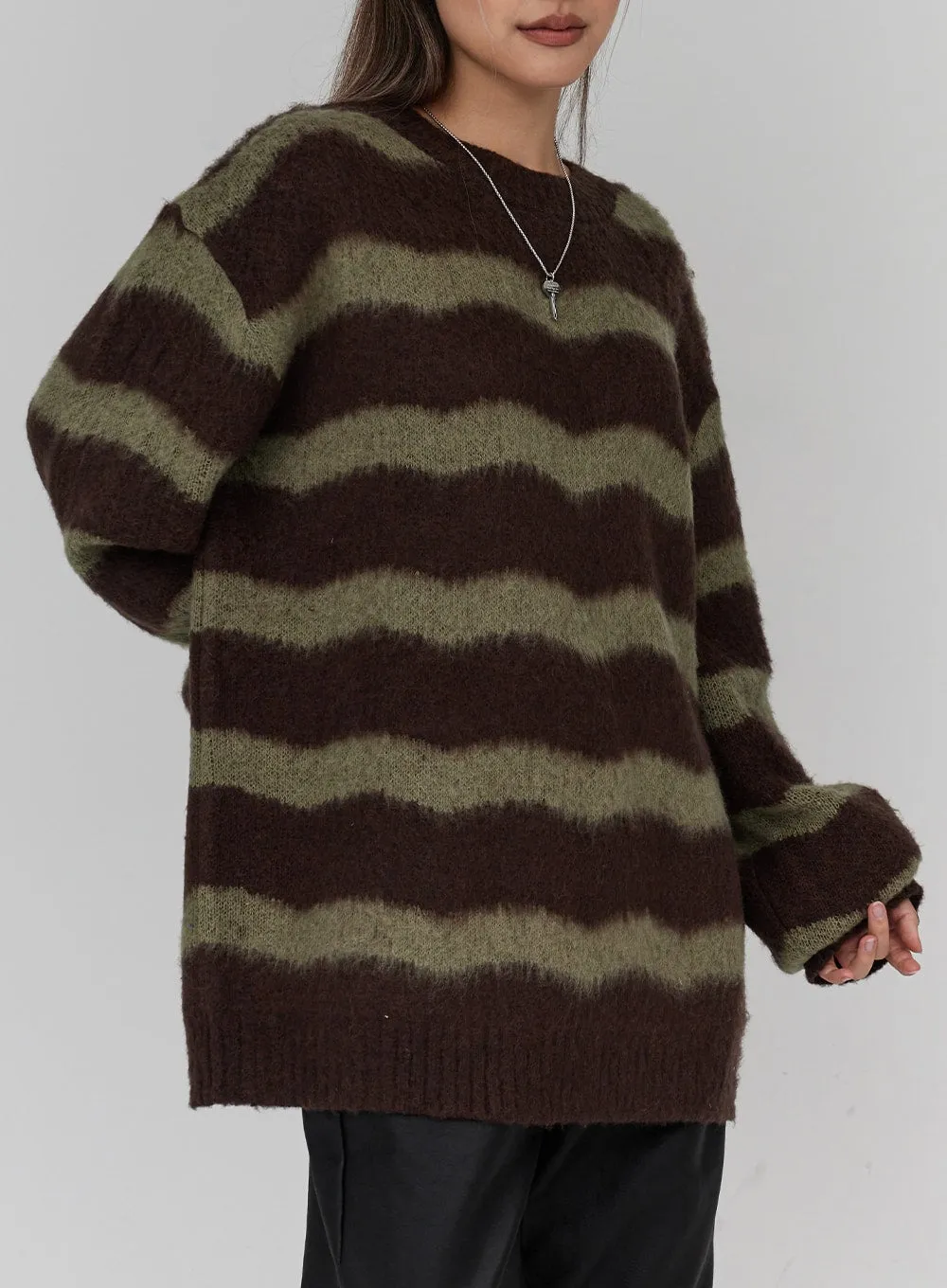 Wavy Stripes Long Knit Unisex CN23 sold by Lewkin product image thumbnail 2