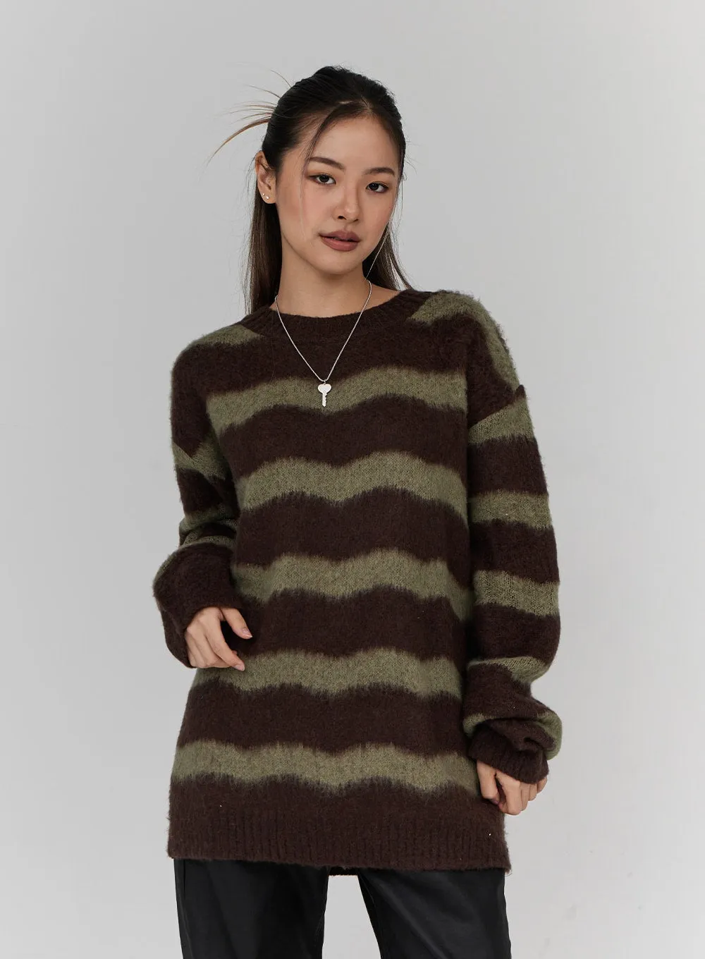 Wavy Stripes Long Knit Unisex CN23 sold by Lewkin