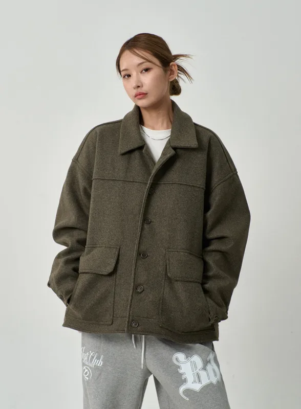 Oversize Button Jacket CD14 sold by Lewkin