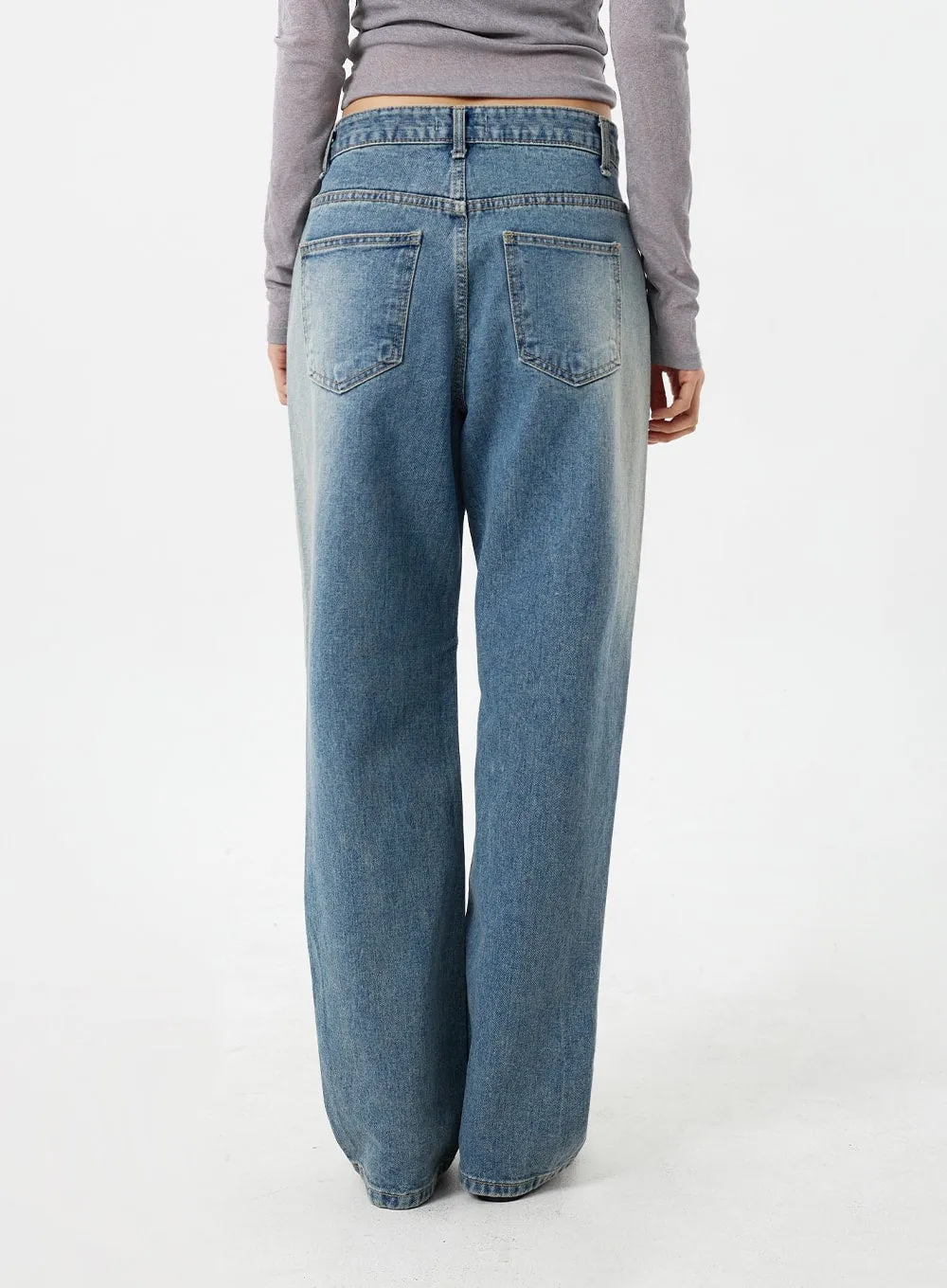 Mid-Wash Wide Leg Jeans CM308 sold by Lewkin product image thumbnail 5