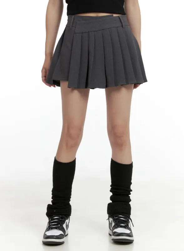 Unbalanced Pleated Mini Skirt CL424 sold by Lewkin