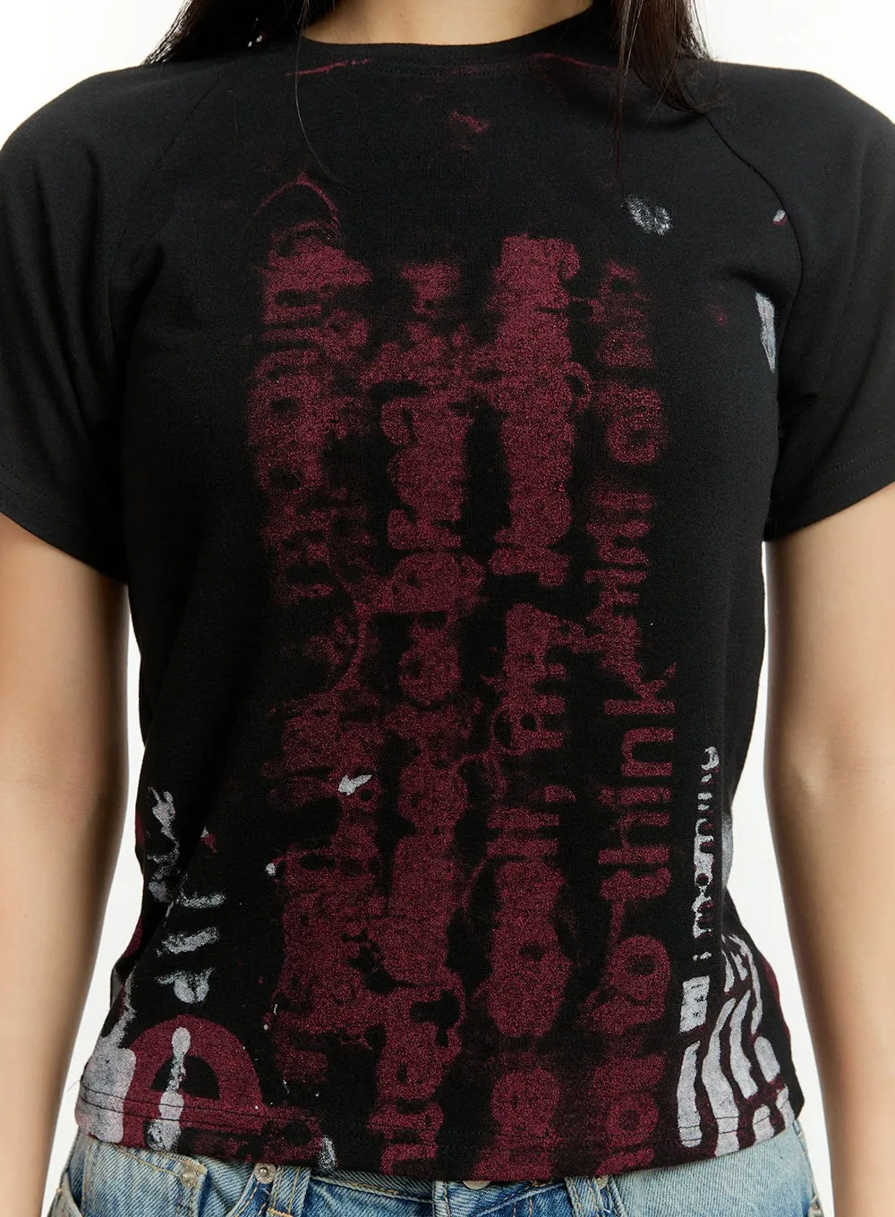 Graphic Lettering Crop Tee CU426 sold by Lewkin product image thumbnail 3