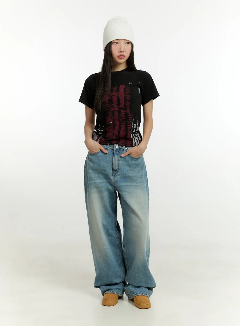 Graphic Lettering Crop Tee CU426 sold by Lewkin product image thumbnail 2