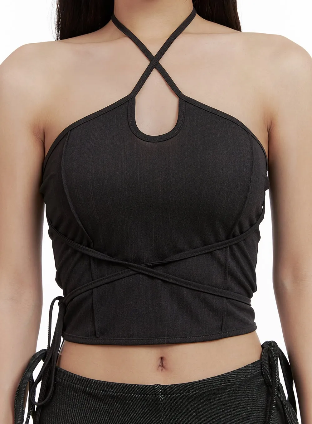 Halter Strap Denim Tank Top CU407 sold by Lewkin product image thumbnail 3