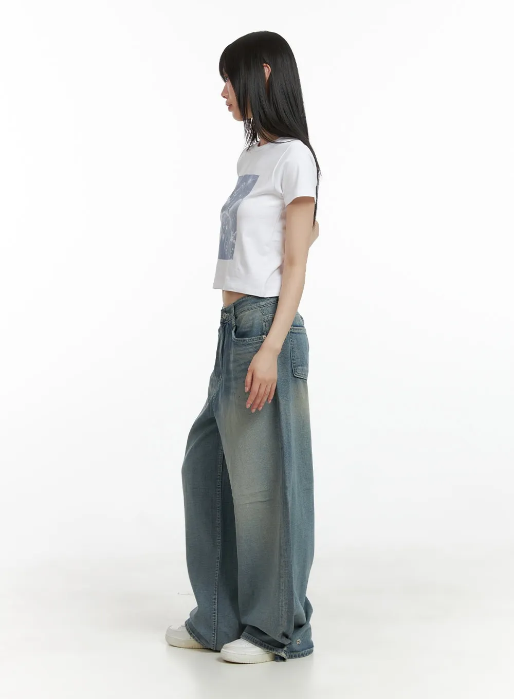 Hem Snap Baggy Jeans CL403 sold by Lewkin product image thumbnail 3