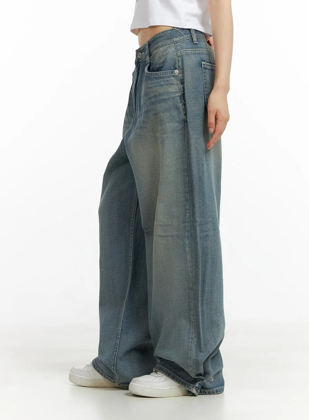 Hem Snap Baggy Jeans CL403 sold by Lewkin product image thumbnail 5