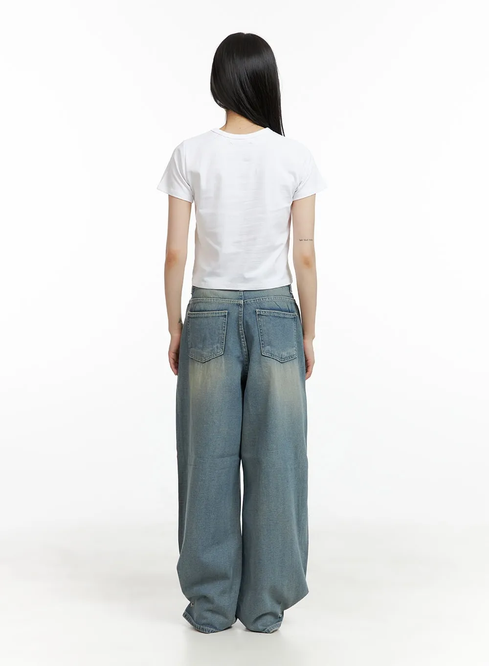 Hem Snap Baggy Jeans CL403 sold by Lewkin product image thumbnail 4