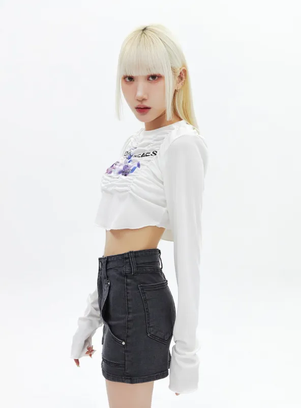 Graphic Ruched Top BA318 sold by Lewkin