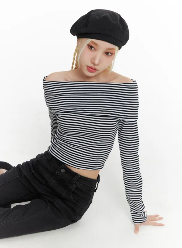 Striped Off Shoulder Top IF408 sold by Lewkin