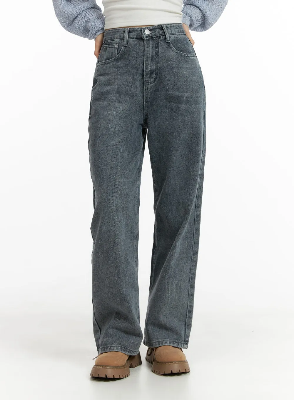 BlueBelle Washed Straight Jeans OM408 sold by Lewkin product image thumbnail 2