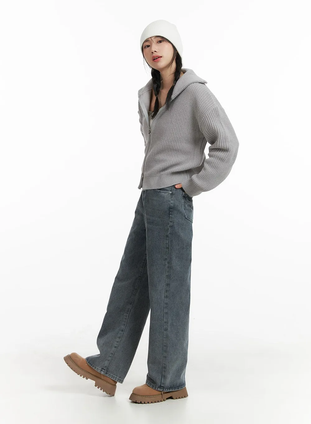 BlueBelle Washed Straight Jeans OM408 sold by Lewkin product image thumbnail 4