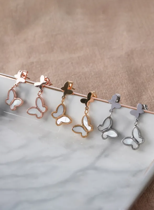 Two Butterfly Drop Earrings IL404 sold by Lewkin