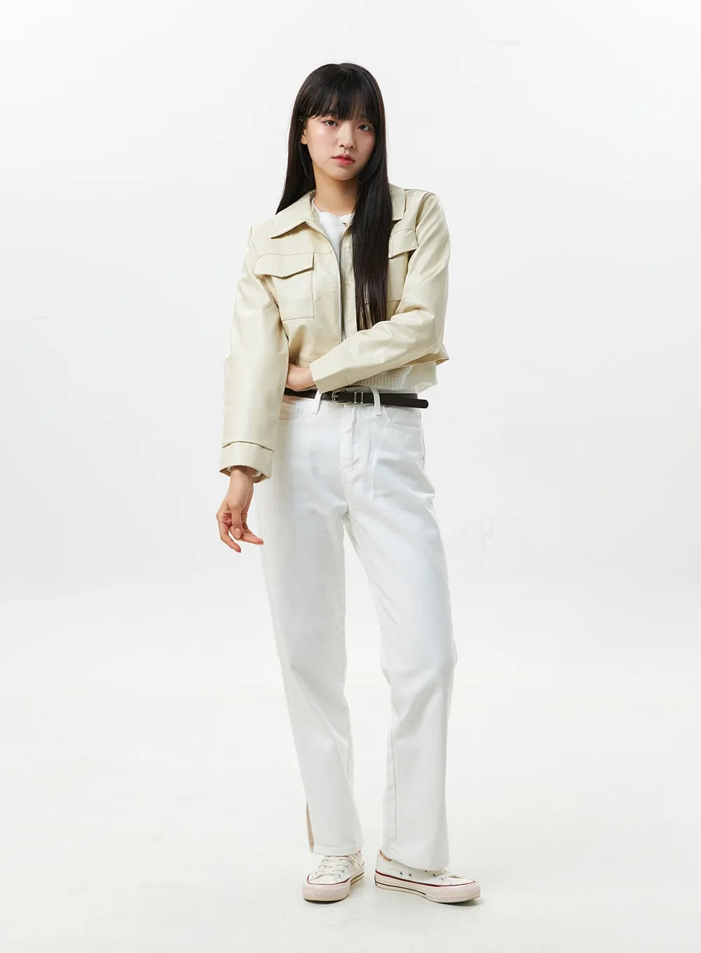 Faux Leather Collar Jacket OS305 sold by Lewkin product image thumbnail 2