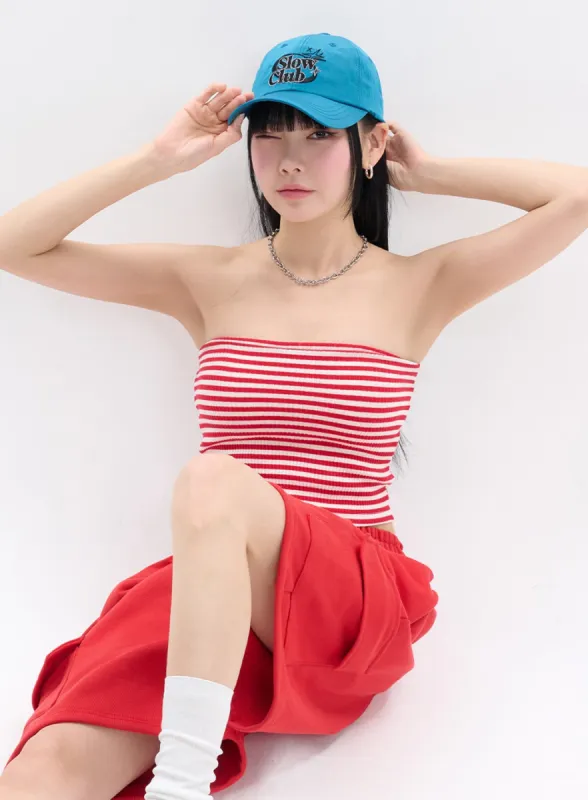 Contrasting Striped Tube Top IF413 sold by Lewkin