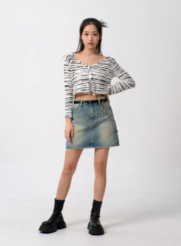 A-Line Denim Mini Skirt BM306 sold by Lewkin