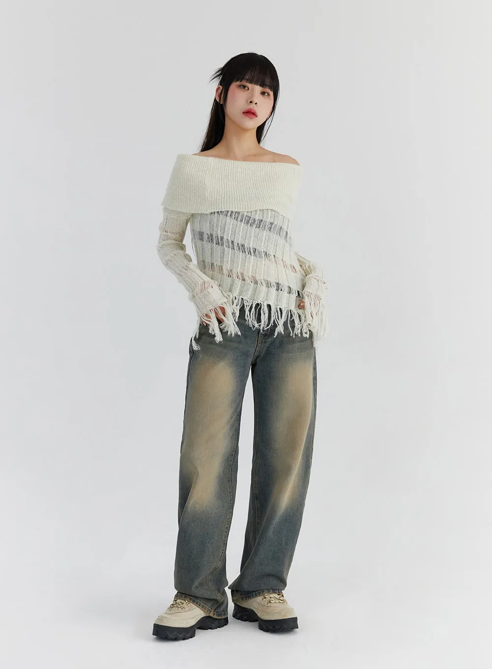 Washed Straight Leg Jeans CS326 sold by Lewkin product image thumbnail 4