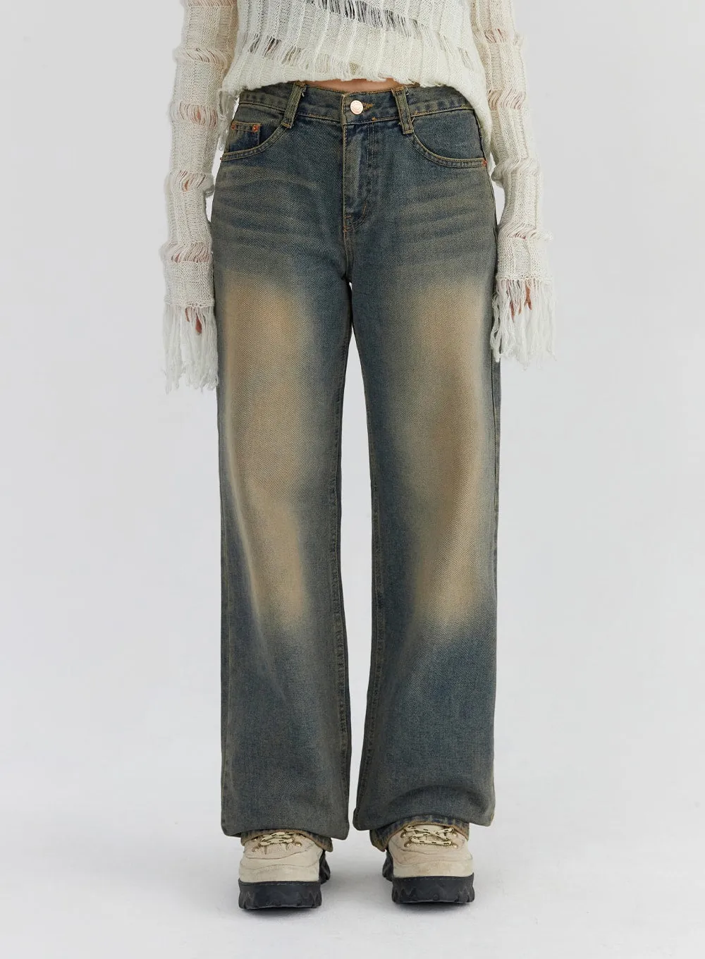 Washed Straight Leg Jeans CS326 sold by Lewkin product image thumbnail 2