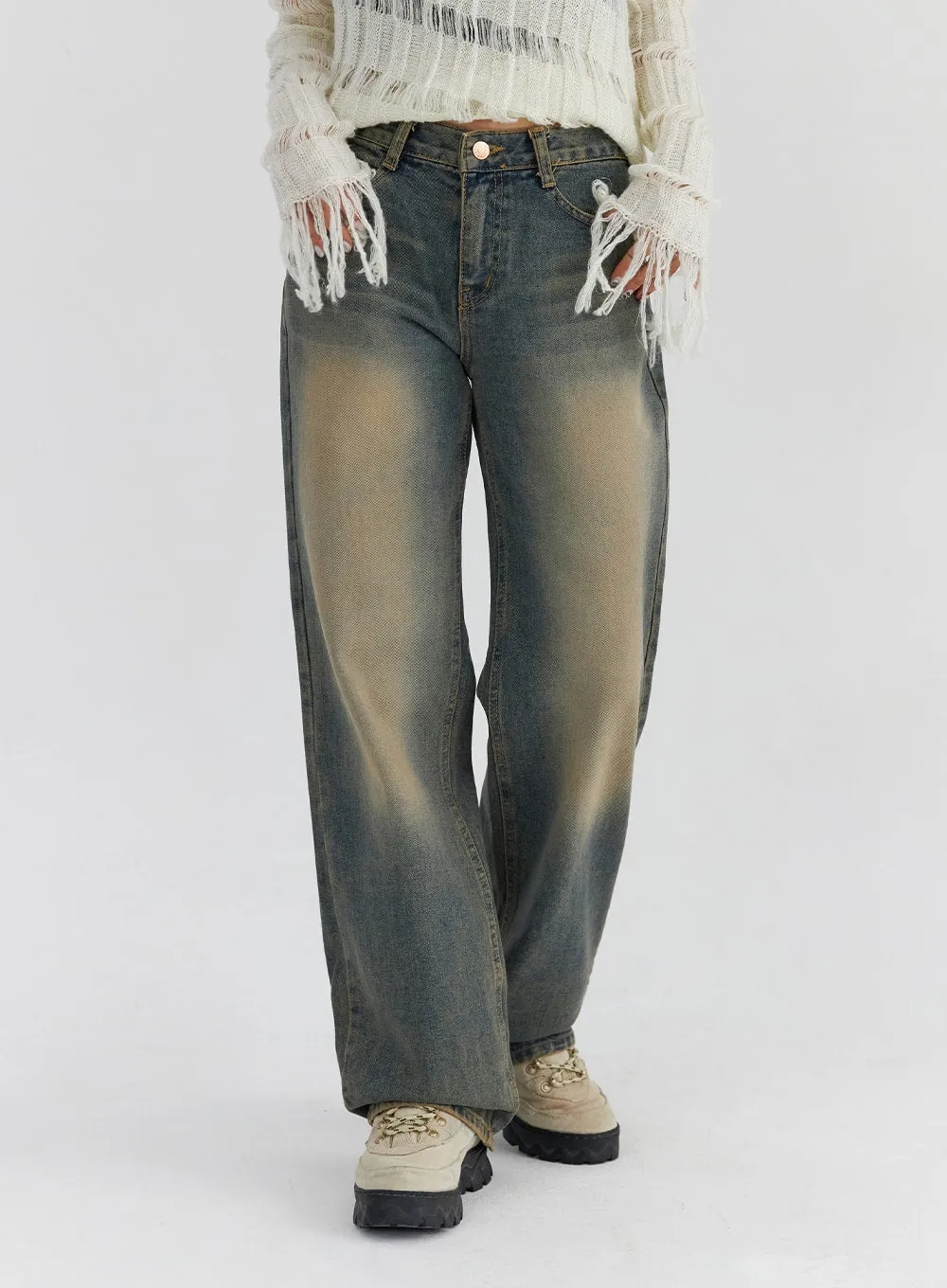 Washed Straight Leg Jeans CS326 sold by Lewkin product image thumbnail 5