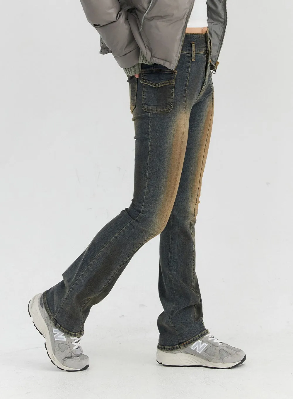 Two-Button Bootcut Washed Denim CN313 sold by Lewkin product image thumbnail 5
