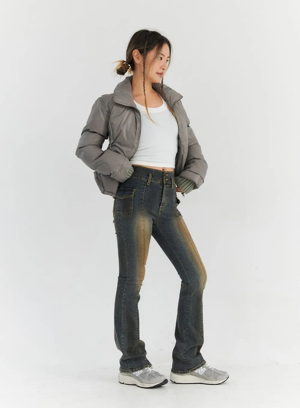 Two-Button Bootcut Washed Denim CN313 sold by Lewkin product image thumbnail 3
