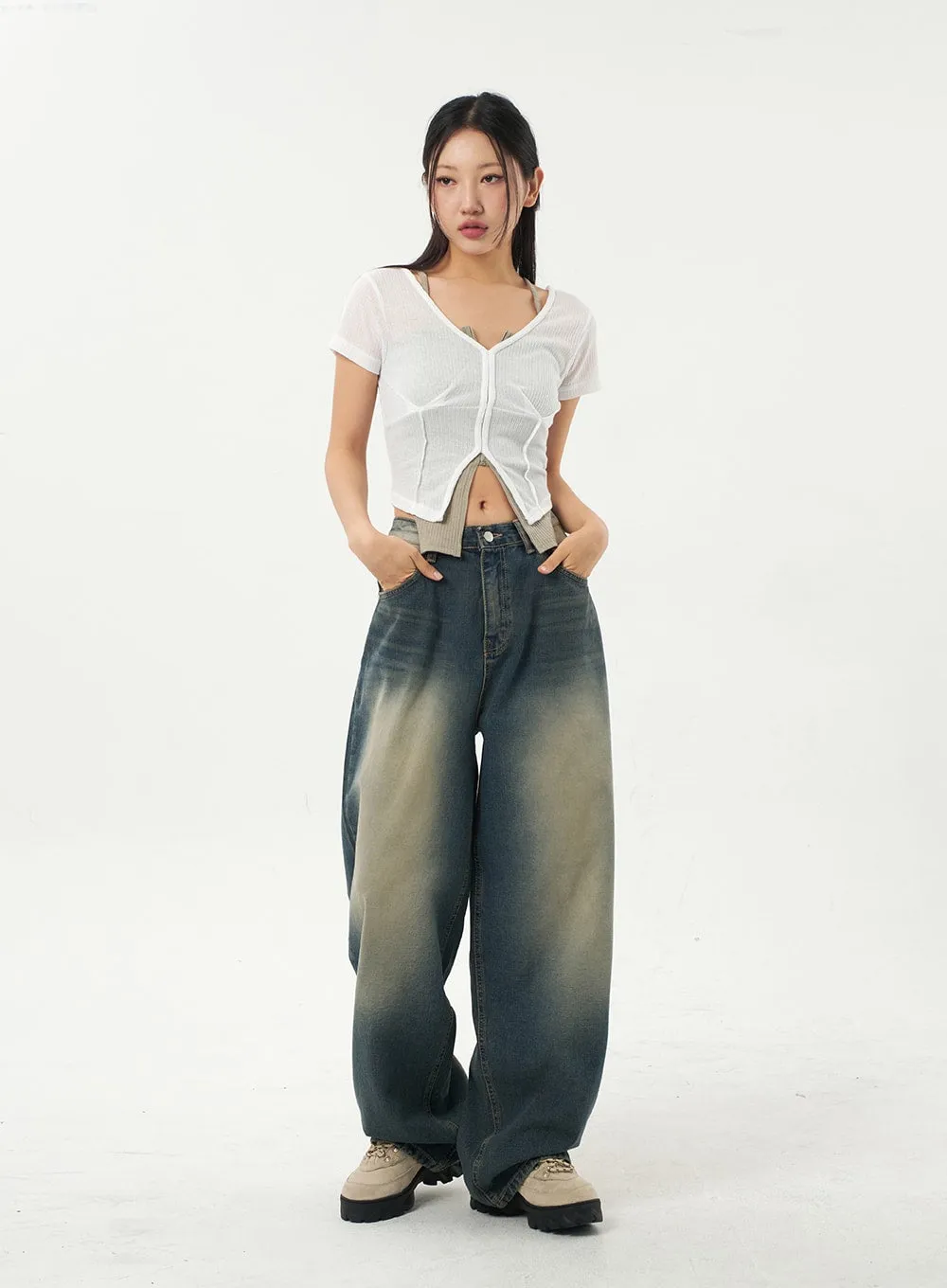 Mid-Rise Baggy Jeans CA325 sold by Lewkin product image thumbnail 4