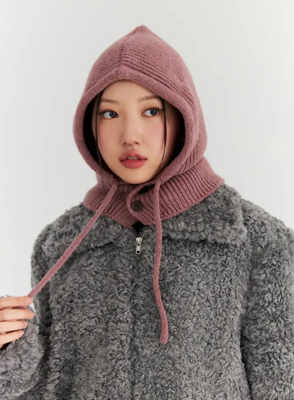 Ribbed Buttoned Balaclava IN317 sold by Lewkin