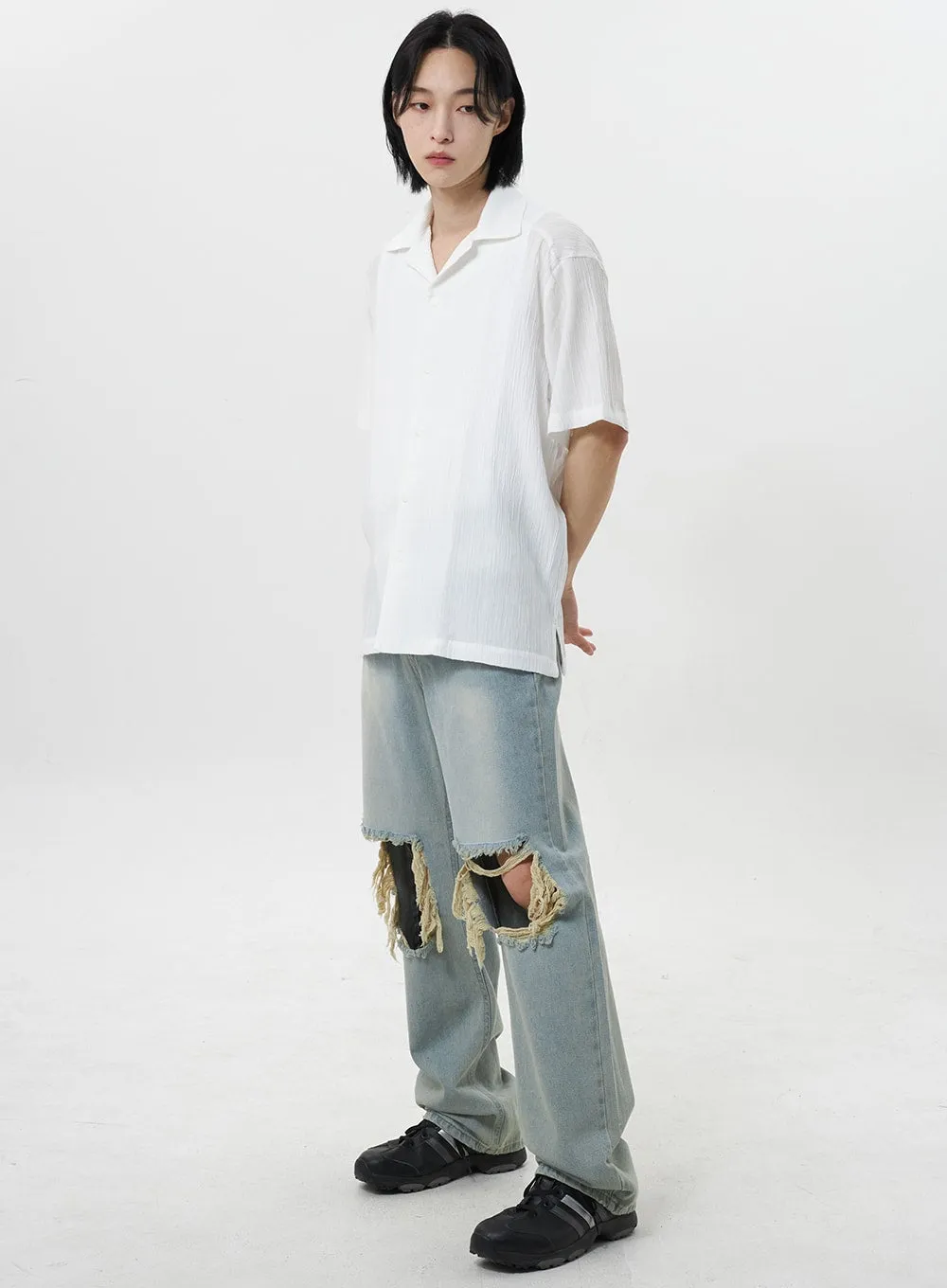 Ripped Knee Jeans Unisex CY319 sold by Lewkin