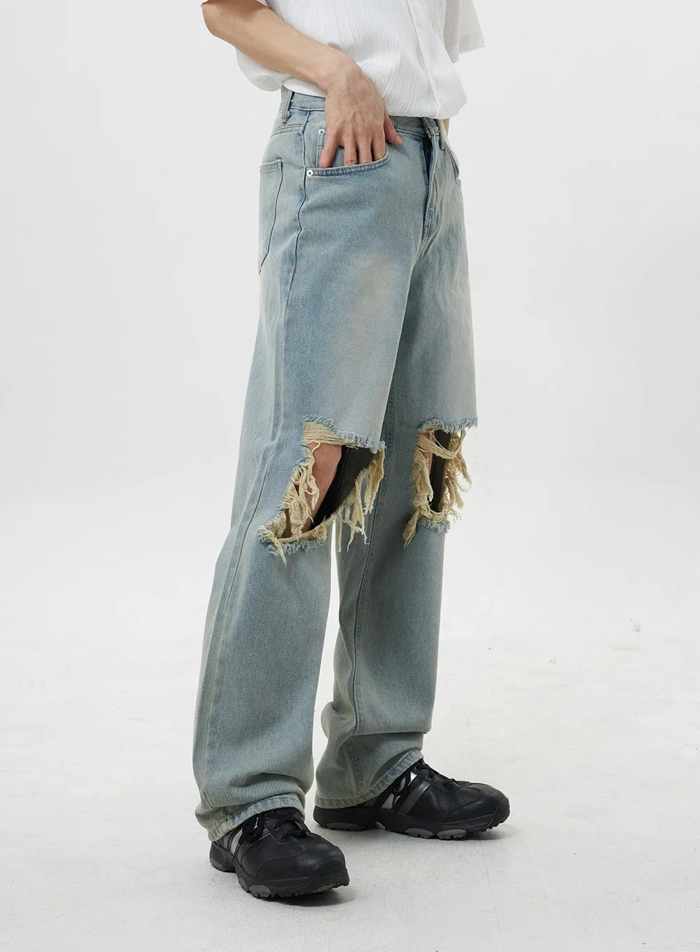 Ripped Knee Jeans Unisex CY319 sold by Lewkin product image thumbnail 2
