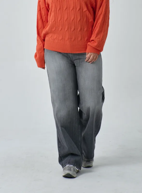 Plus Light Wash Wide Leg Jeans IF317 sold by Lewkin