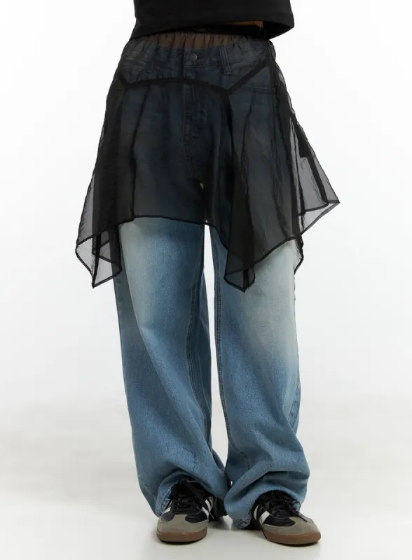 Flare Mesh Midi Wrap Skirt CL410 sold by Lewkin
