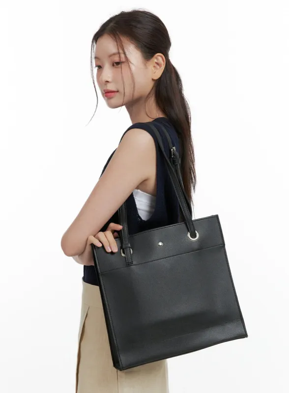 Faux Leather Solid Shoulder Bag OL416 sold by Lewkin
