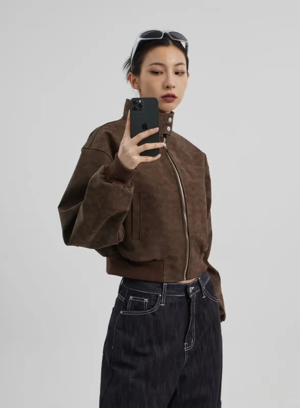 High Neck Cropped Jacket CF307 sold by Lewkin