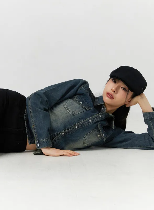 Vintage Washed Denim Shirt ID306 sold by Lewkin