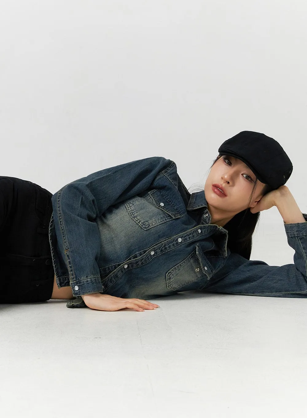 Vintage Washed Denim Shirt ID306 sold by Lewkin