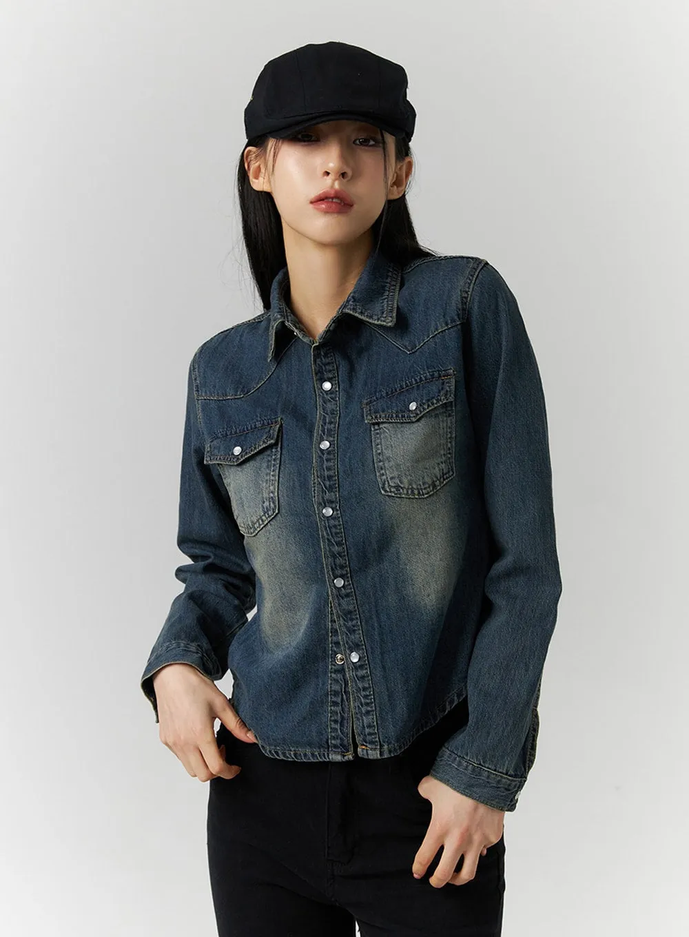 Vintage Washed Denim Shirt ID306 sold by Lewkin product image thumbnail 2