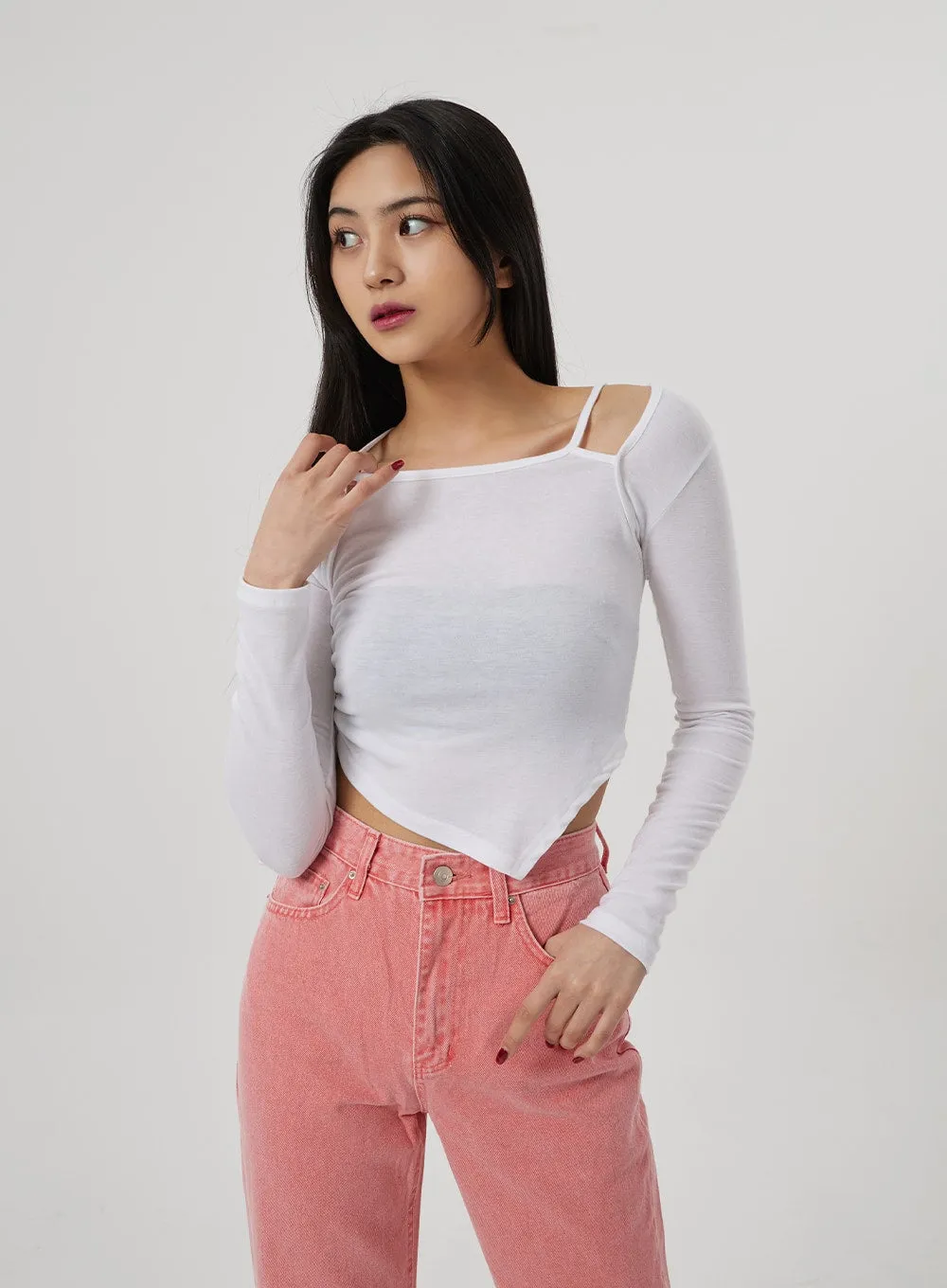 Unbalanced Hem Layered Top BF310 sold by Lewkin