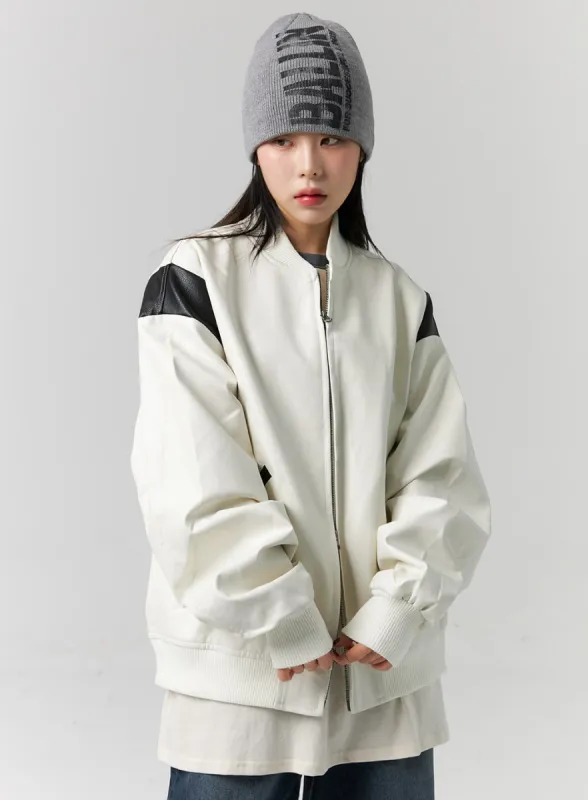 Varsity Faux Leather Jacket CS314 sold by Lewkin